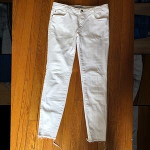 Zara Trafaluc White Raw Hem Jeans